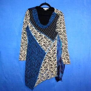 Feratelli Cowl Neck Asymmetrical Tunic Top Large